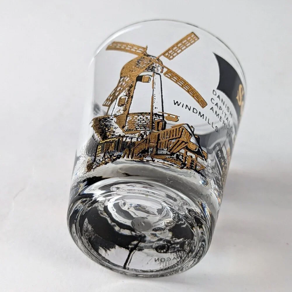 Vintage Solvang, California Gold/Black Shot Glass